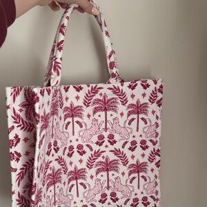 NWT Tropical Pink Leopard Linen & Cotton Totes